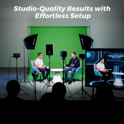 VK40 Professional Photography Lighting Kit with 9.8x9.8ft Green Backdrop with Stand, 24" Softbox Kit, 19" Pannel Light with Remote Control, Studio Equipment for Video Shoot/Photography - 이미지 6