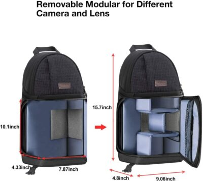 MOSISO Camera Sling Bag, DSLR/SLR/Mirrorless Camera Backpack Case Shockproof Photography Backpack with Tripod Holder & Removable Modular Inserts Compatible with Canon/Nikon/Sony/Fuji - 이미지 5