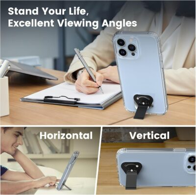 OUTXE 2 Pack Ultra-Thin Phone Kickstand, Universal Kickstand for Phone case Vertical/Horizontal Metal Rotatable Phone Stand for Desk for iPhone 15/14/13/12/11 Mini Plus Pro Max, Galaxy S24 - Black - 이미지 3
