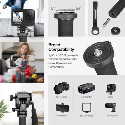 Koolehaoda Professional 65-inch Camera Aluminium Monopod with Folding Three Feet Support Stand K-288+A1 - 이미지 6
