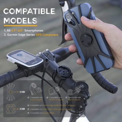 TUSITA 2 in 1 Bike Mount Quick Release, Quarter Turn Compatible with Garmin Edge GPS Computer, iPhone 14 13 12 Pro Max, Samsung Galaxy Note 20 S21 Ultra All 4.7"-6.9" Phones - Cycling Accessories - 이미지 2