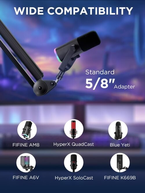 InnoGear Mic Boom Arm Microphone Stand Cable Management for Blue Yeti FIFINE AM8 K669B HyperX QuadCast S SoloCast AT2020 Shure SM7B MV7 and Other Microphone - 이미지 7