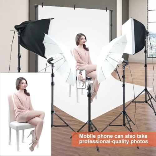 LINCO Lincostore Photo Video Studio Light Kit AM169 - Including 3 Color Backdrops (Black/White/Green) Background Screen - 이미지 7