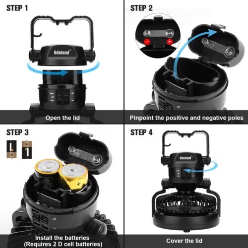 Odoland Portable LED Camping Lantern with Ceiling Fan - Hurricane Emergency - 이미지 7