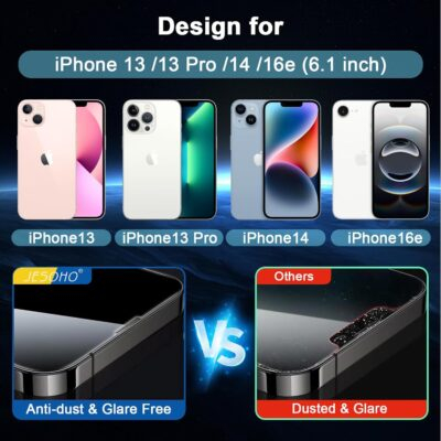 Blue Light Screen Protector for iPhone 16e iPhone 13 iPhone 13 Pro & iPhone 14 (6.1inch), Eye Protection Tempered Glass Film, Scratch-Resistant, No Bubble with Easy Installation Kit, 2 Pack - 이미지 2