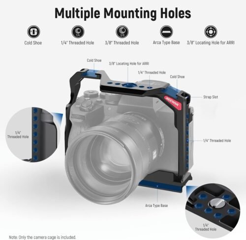 NEEWER Full Camera Cage Compatible with Sony a7R V/a7R IV/a7 IV/a7S III/a1, Aluminum Video Camera Rig with Full Access/Arca Type QR Base for Quick Switch, Compatible with DJI RS Stabilizers, CA004 - 이미지 4