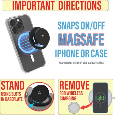 Tango Ultra Thin Grip for MagSafe: One Hand Pop, Stand, 10x Expandable, Space Grade Steel, Removable for Wireless Charging. Half The Thickness, Twice The Pop and More Bling Than A Ring. - 이미지 6
