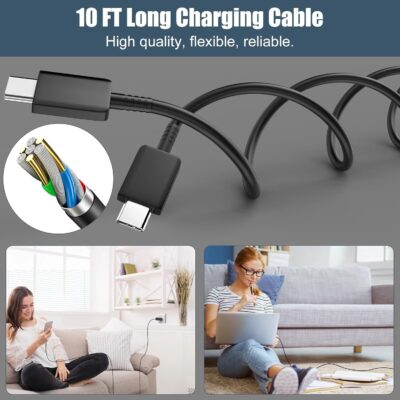 S25 S24 S23 S22 Ultra Samsung Charger Fast Charging,25W Android Phone Charger Cord Type C Block & Super Fast Charger USB C Cable 10Ft for Samsung Galaxy S25/S24/S23/S22/S21/S20/Plus/Ultra/FE,2 Pack - 이미지 4