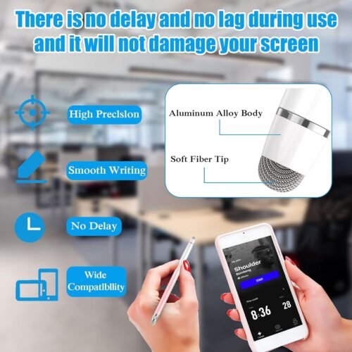 2PCS Stylus Pens for Touch Screens,Stylus Pen for iPhone/iPad/Tablet Android/Microsoft Surface,Compatible with All Touch Screens(White Pink/White Purple) - 이미지 3