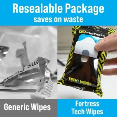 Fortress Electronic Wipes (25 ct.) To-Go Tech Wipes for Screens, Phones, Keyboards, TV Monitors, Computer Screens, and More [Travel Size] Skin-Safe - 이미지 3