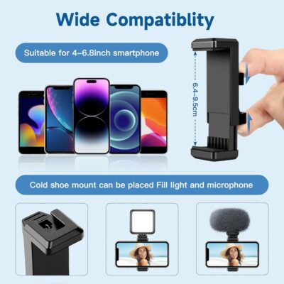 Phone Tripod Stand, 85" Tall Cellphone Tripod for iPhone with Gooseneck Remote, Flexible Portable Phone Stand for Recording, Compatible with iPhone 14 13 12 pro Android Camera - 이미지 5