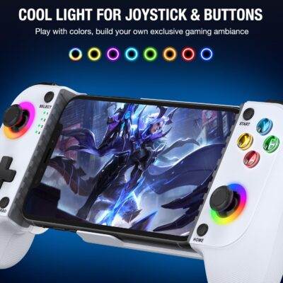 Mocagen Phone Controller for iPhone/Android Support Phone Case, Mobile Controller with Led Light, Upgraded Joysticks, Turbo, Thumb Grips Handheld Gaming Gamepad - 이미지 4