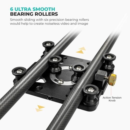 (Upgraded) 39.4 in Carbon Fiber Camera Slider, 100cm Dolly Track Rail, Smooth Bearing Stabilizer, Height Adjustable, Spirit Level, AGG1981 - 이미지 4