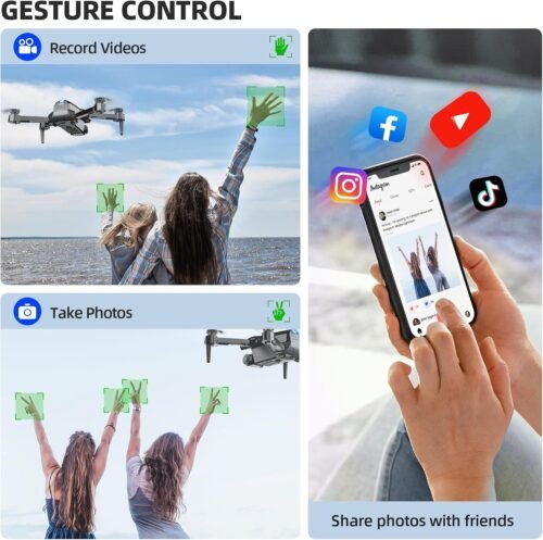 Drone with Camera 1080P HD FPV Foldable Mini Drone for Beginners Kids Adults, Drone with One Key Take Off/Landing, Gesture Selfie, Altitude Hold, 3D Flip, Easy to Fly, 2 Batteries, Toys for Boys Girls - 이미지 2