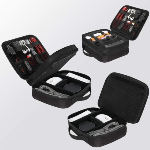 MATEIN Electronics Organizer Travel Case, Water Resistant Cable Organizer Bag for Travel Essentials, Gifts for Men, Storage Bag as Accessories for Phone, Cord, Tablet, Black - 이미지 3