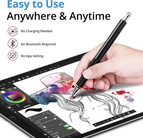 Capacitive Stylus Pen (4 Pack), Universal Stylist Pens 2 in 1 Precision Series Fine Point Disc Touch Screen for iPhone/iPad/Android/Tablet and All Screens - 이미지 5