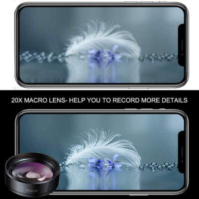 KEYWING Phone Camera Lens 3 in 1 Phone Lens Kit, 198 Fisheye Lens + 120 Super Wide-Angle Lens + 20x Macro Lens for iPhone Samsung Android Smartphone Black 3in1 - 이미지 4