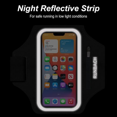 Armband for iPhone 16 Pro Max/16 Plus/15 Pro Max/15 Plus/iPhone 14 Pro Max/14 Plus/13,12,11 Pro Max/XS Max,Water Resistant Sport Armband with Zipper Slot for Airpods and Keys (Black) - 이미지 5