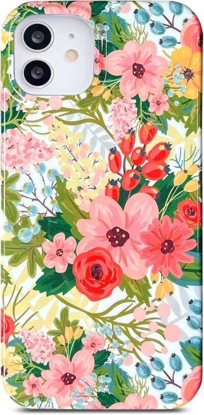 J.west Design for iPhone 11 Case 6.1", Modern Style Summer Cute Bouquet Floral Pattern with Garden Botanical Flowers Prints Slim Soft TPU Shockproof Cover Protective Phone Case for Women Girls