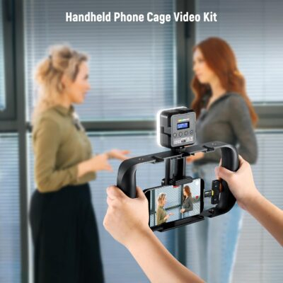NEEWER Vlogging Kit for Phone with RGB LED Light/Lavalier Wireless Microphone System/Mini Table Tripod/Phone Cage Video Rig, Content Creator Essentials for iPhone Android Podcast YouTube, PA049 - 이미지 2