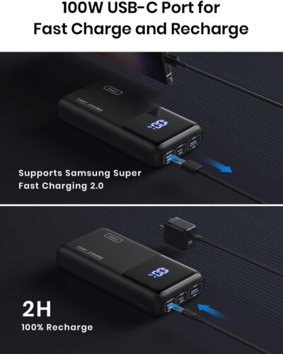 INIU Power Bank, 25000mAh 100W USB C Laptop Portable Charger, PD QC Fast Charging 3-Output Battery Pack, Travel Charger for Laptop MacBook iPad Tablet Steam Deck iPhone 16 15 14 Pro Samsung S22 etc - 이미지 8