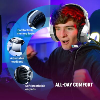 Gaming Headset for PC, Ps4, Ps5, Xbox Headset with 7.1 Surround Sound, Gaming Headphones with Noise Cancelling Mic, Over Ear Headphones for Switch, GEM Box, Atari 2600 System, Sega Game Gear - 이미지 4