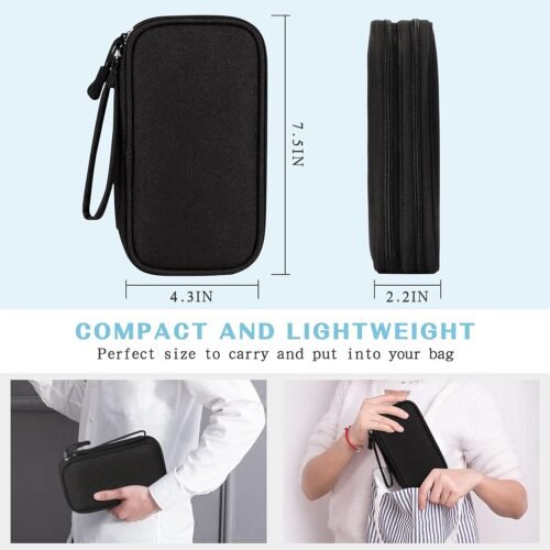 FYY Travel Cable Organizer Pouch Electronic Accessories Carry Case Portable Waterproof Double Layers All-in-One Storage Bag for Cord, Charger, Phone, Earphone Black - 이미지 2