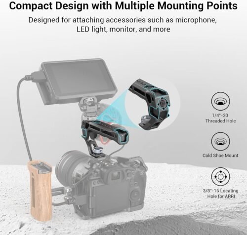 SmallRig Top Handle with 3/8"-16 Locating Pins for ARRI Grip for Camera Cage, Universal Video Rig with 5 Cold Shoe Adapters to Mount DSLR Camera with Microphone/LED Light/Monitor - 3765 - 이미지 4