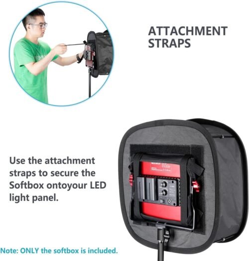 Neewer LED Light Panel Softbox for 660/530/480 LED Light - Outer 16.3'' x 6.5'', Inner 9.8'' x 8.7'', Foldable Light Diffuser with Strap Attachment and Bag for Photo Studio Portrait Video Shooting - 이미지 7