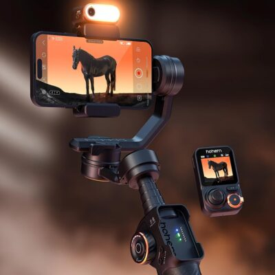 hohem iSteady M7 Gimbal Stabilizer for iPhone Android Smartphone with AI Tracking,3-Axis Phone Gimbal with Fill Light and 1.4" Detachable Touchscreen Remote Control for YouTube TikTok Vlogging Travel - 이미지 2