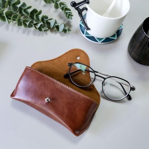 Portable Leather Glasses Case,Flexible Sunglasses Pouch Slim Case for Women Men Horizontal Eyeglass Case - 이미지 7