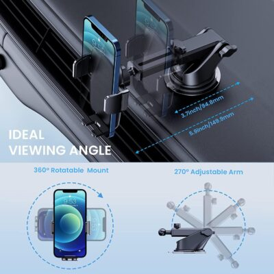 TICILFO Phone Mount for Car Phone Holder [Military-Grade Suction & Stable Clip] Car Phone Holder Mount Windshield Dashboard Air Vent Universal Automobile Mount Fit for All iPhone Android Smartphones - 이미지 4