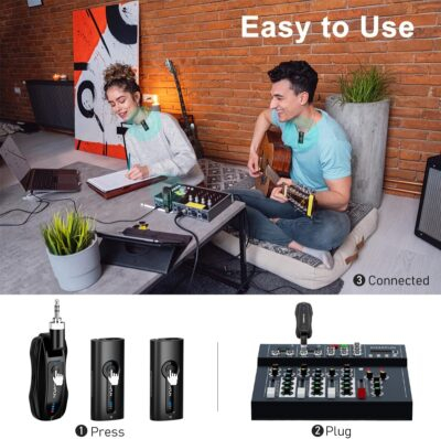 KIMAFUN Dual Wireless Microphone System, Compact Lavalier Laple Mic for Speaker, Camera, Teacher, G70-1(2TX1RX) - 이미지 5