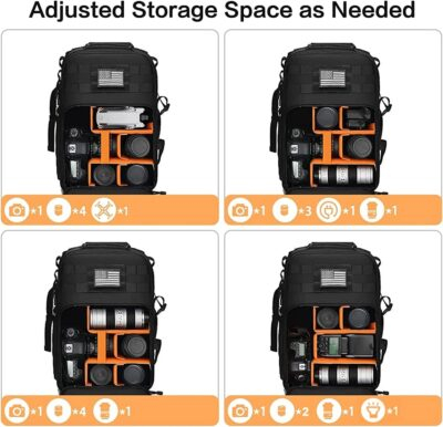 MOSISO Camera Backpack, DSLR/SLR/Mirrorless Tactical Camera Bag Case with Laptop Compartment Compatible with Canon/Nikon/Sony, Black - 이미지 3