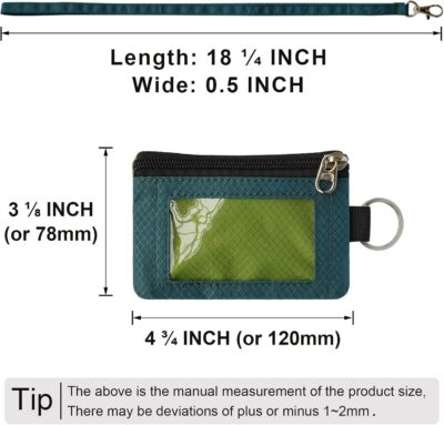 Minimalist RFID Blocking Small Wallet with ID Window,WaterResistant Zip Id Case Wallet with Lanyard Keychain for Cards,Cash,Travel,Women,Men (GreenOnion+DarkGreen) - 이미지 5