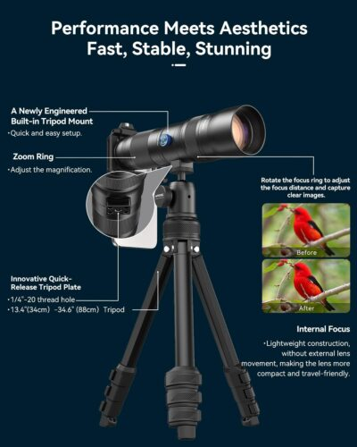 Evil Eye 20-60X Zoom Telephoto Lens, High Power HD Telephoto Phone Lens with Tripod and Universal Phone Clip for iPhone 16/15/14/13 Series, Samsung, Android Phone and Most Smartphone - 이미지 7