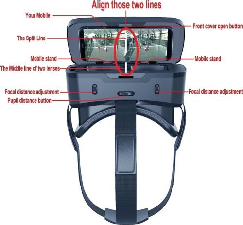 Cell Phone VR Headset Virtual Reality Headsets VR Headsets Virtual Reality Glasses VR Glasses VR Goggles for TV Movies Video Games Compatible with iOS, Android Support 4.7” to 7.3” Mobile Screen(B95) - 이미지 3