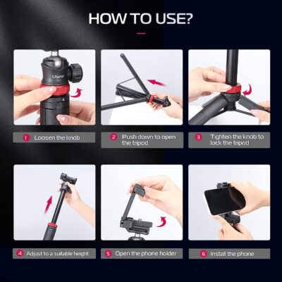 ULANZI MT-44 Extendable Phone Tripod, 59" Selfie Stick Vlog Stand with 2 in 1 Phone Clip, 360° Ball Head Camera-Tripod for iPhone Sony Canon Action Camera, Lightweight for Travel - 이미지 5