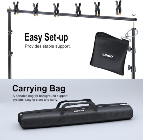 LINCO Backdrop Stand for Parties Kit 10x7 ft Adjustable Back Drop Photography Studio Photo Background Support System with Clamps, Sand Bag, Carrying Bag 4172 - 이미지 8