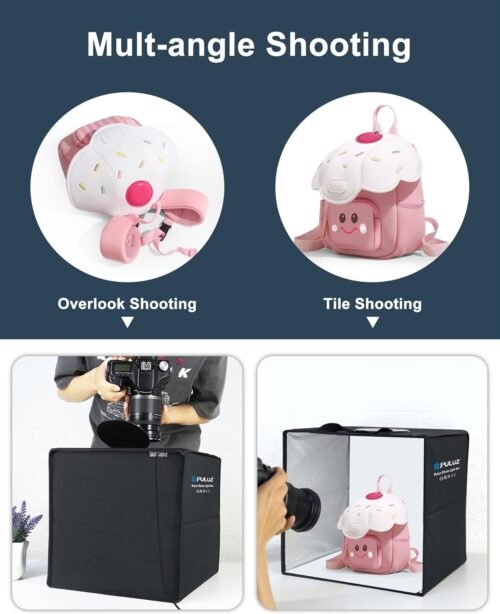 PULUZ Light Box Photography, 12"x12" Professional Dimmable Shooting Tent Kit with CRI >95 White Lighting 120 LEDs Lights + 6 Photo Backdrops for Product Display - 이미지 3