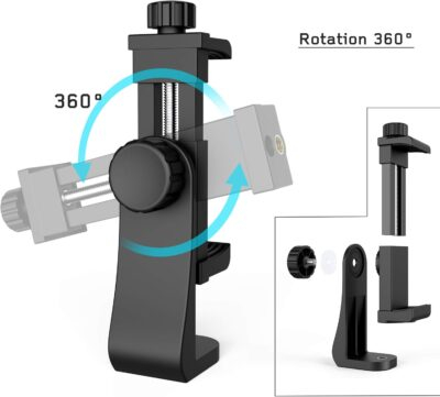 Universal Phone Tripod Mount Adapter with Ｗireless Camera Remote , Cell Phone Holder with Adjustable Clamp for Selfie Stick Monopod Compatible with iPhone, Samsung and so on , Wrist Strap Included - 이미지 3