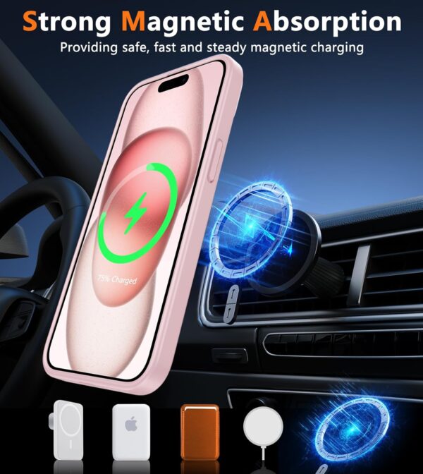 FNTCASE Military-Grade Pink iPhone 15 Cover: Slim, Shockproof & Translucent Design for Ultimate Toughness Across All Models! - Image 4