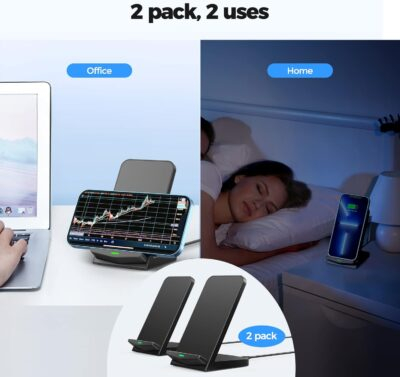 Wireless Charger [2 Pack],15W Fast Wireless Charging Stand,Wireless Charger Compatible with iPhone 15/15 Plus/15 Pro Max/14/13/12 /11Pro Max/XR/XS/X/8 Plus,Galaxy S23/S22/S21/S20 Note 20/10,Google,etc - 이미지 7
