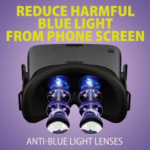 DESTEK V5 VR Headset for Phone with Controller, Anti-Blue Eyes Protected HD Lenses, 110° FOV Virtual Reality Headsets VR Goggles for iPhone 15/14/13/12/11, Samsung, Android - Black - 이미지 3