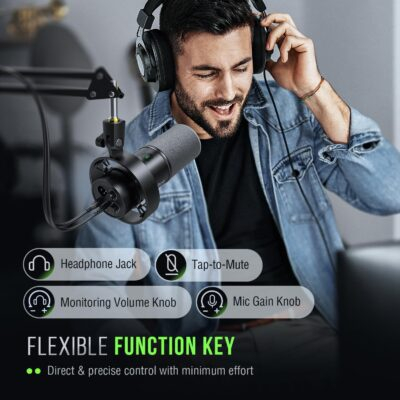 FIFINE Dynamic Microphone, XLR/USB Podcast Recording PC Microphone for Vocal Voice-Over Streaming, Studio Metal Mic with Mute, Headphone Jack, Monitoring Volume Control, Windscreen-Amplitank K688 - 이미지 8