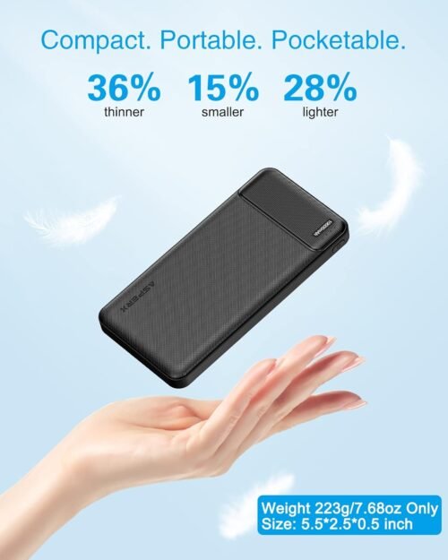 AsperX 2-Pack 10000mAh USB C Output Portable Charger Power Bank Fast Charging, Portable Phone Charger External Battery Pack for iPhone, Samsung, Google LG and Heated Vest - 이미지 2