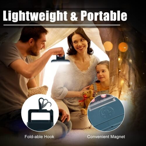 Portable Camping Fan with LED Lantern XTAUTO USB Rechargeable Waterproof Tent Fan with Hanging Hook Magnet Survival Kits for Indoor Outdoor Hiking Car Office Desk Outdoor Emergency Power Outage 2-pack - 이미지 5