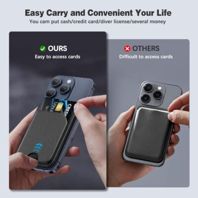Mag-Safe Wallet Magnetic Wallet for iPhone Lightweight Magnetic Phone Wallet Stand Adjustable Leather Magnetic Card Holder for iPhone 16/15/14/13/12 Series, Not for iPhone 13/12 Mini (Black) - 이미지 6