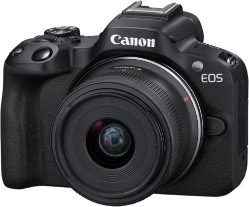 Canon EOS R50 Content Creator Kit, Hybrid Mirrorless Camera with RF-S18-45mm F4.5-6.3 IS STM Lens, Tripod Grip, Microphone, Wireless Remote Control, 24.2 MP CMOS (APS-C) Sensor, Vlogging Camera, Black - 이미지 2