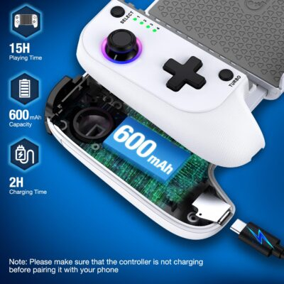 Mocagen Phone Controller for iPhone/Android Support Phone Case, Mobile Controller with Led Light, Upgraded Joysticks, Turbo, Thumb Grips Handheld Gaming Gamepad - 이미지 7